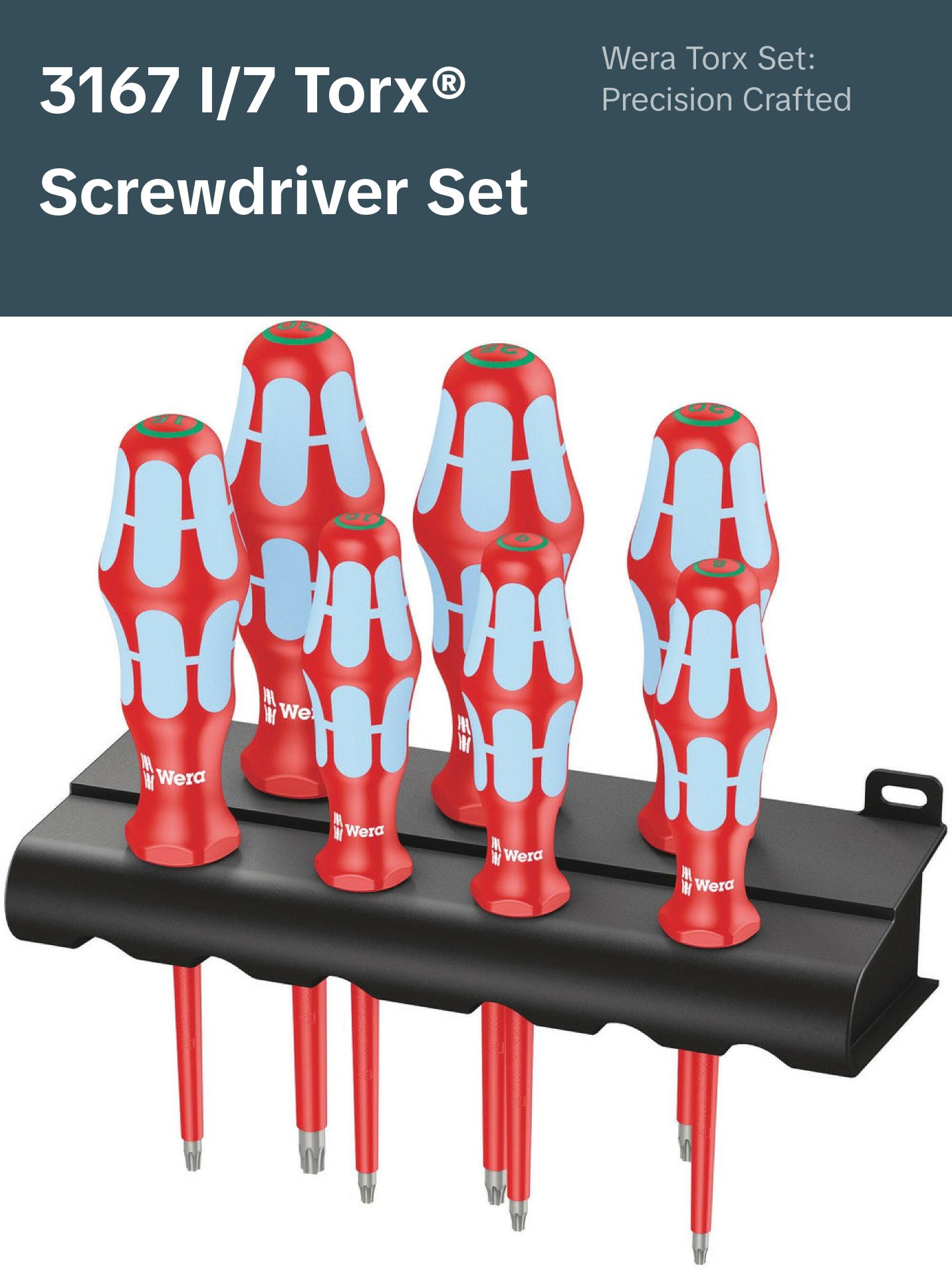 Wera 3167 i/7 TORX® Screwdriver set, stainless and rack, 7 pieces