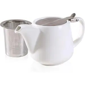 Ceramic Teapot With Stainless Steel Infuser Heat Resistant Perfect Tea Maker White 500ml/17oz