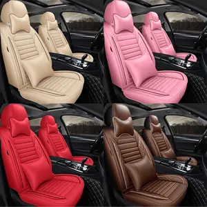 OTOEZ Universal Luxury Leather Car Seat Covers 5 Seats Front Rear Full Set Waterproof Car Interior Protector Back Storage Bag Full Coverage