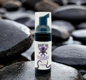 Angry Ink Foam Cleanser for Tattoos. Clean and Vegan Ingredients. Unscented and alcohol free.