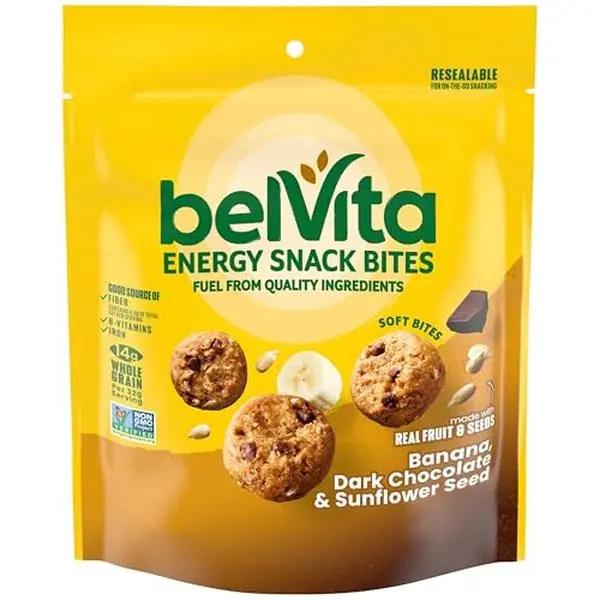 belVita Snack Bites, Banana, Dark Chocolate and Sunflower Seed, 5 oz Bag
