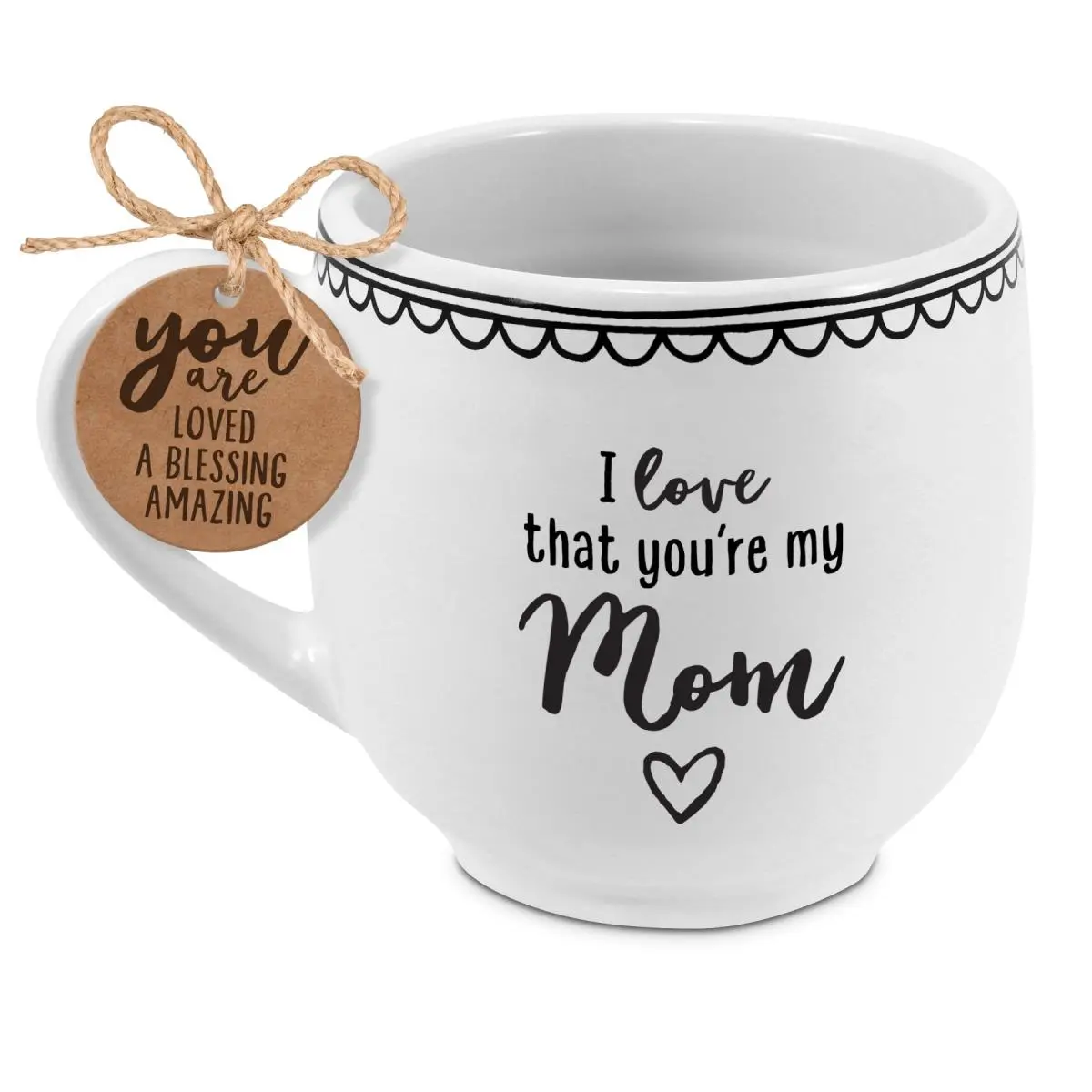 Dicksons 18679 18 oz Unisex Artisan Doodles I Love That Mom Mug, White - One Size