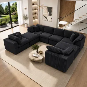Oversized U-Shaped Sectional Couches 8 Seater Modular Boneless Cloud Sofa with Chaise Lounges8-in-1 Flexible Combination Deep Seat Corner Large Couch No Assembly for Living Room