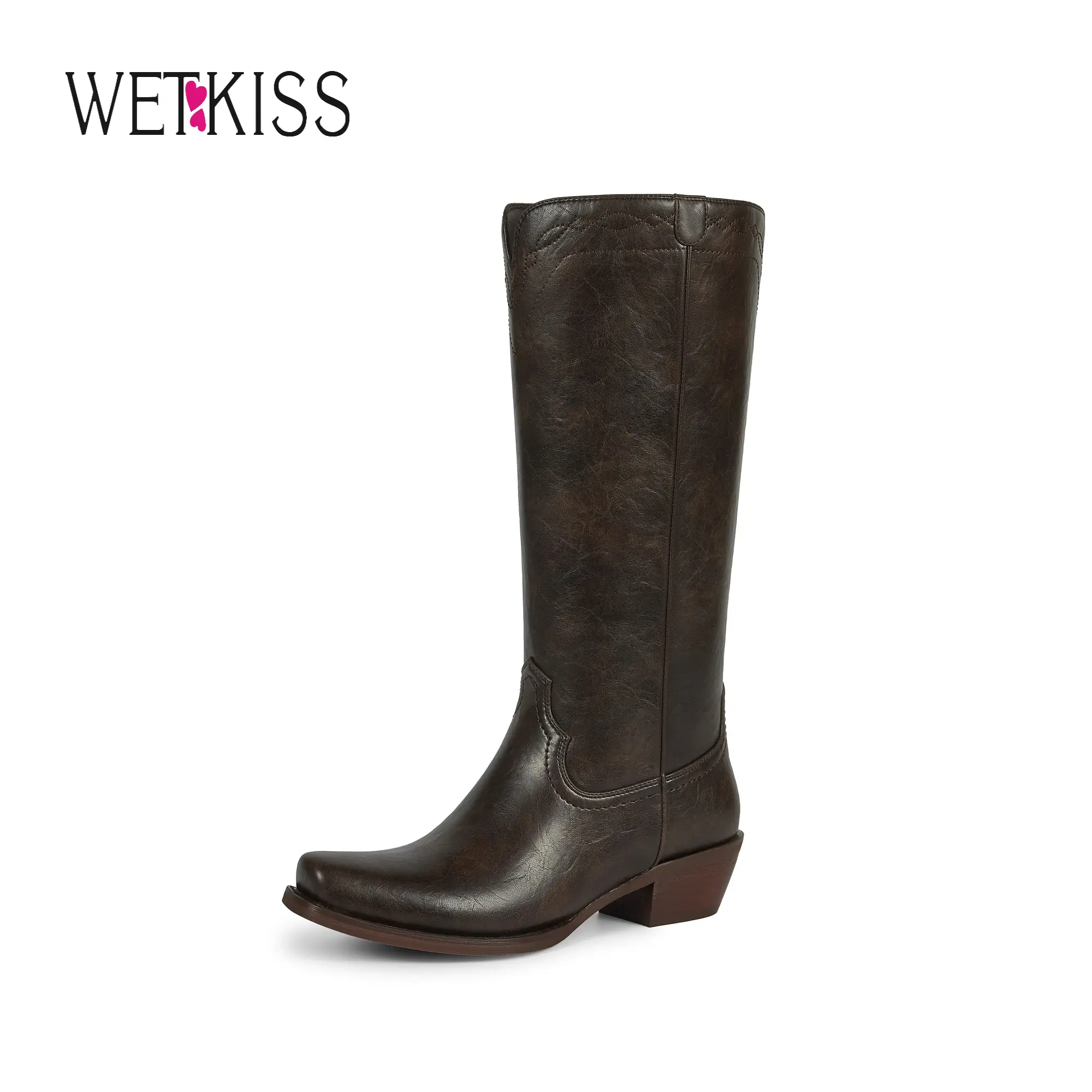 Wetkiss Cowboy Boots for Women Knee High Cowgirl Boots Retro Embroidered Chunky Heels Pointed Toe Western Long Tall Boot Pull On #WeeklyDeals#tiktokshopbacktoschool #tiktokshopsummersale