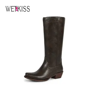 Wetkiss Cowboy Boots for Women Knee High Cowgirl Boots Retro Embroidered Chunky Heels Pointed Toe Western Long Tall Boot Pull On #WeeklyDeals#TikTokShopDealsforYouDays#DealsForYouDays#SummerWins