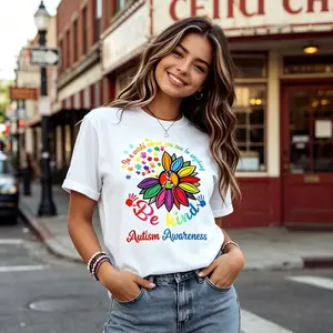 Autism Awareness Be Kind Flower Shirt | Inclusive Tee, Cotton Comfort#T-Shirt | "Be Kind" Tee, Soft Cotton