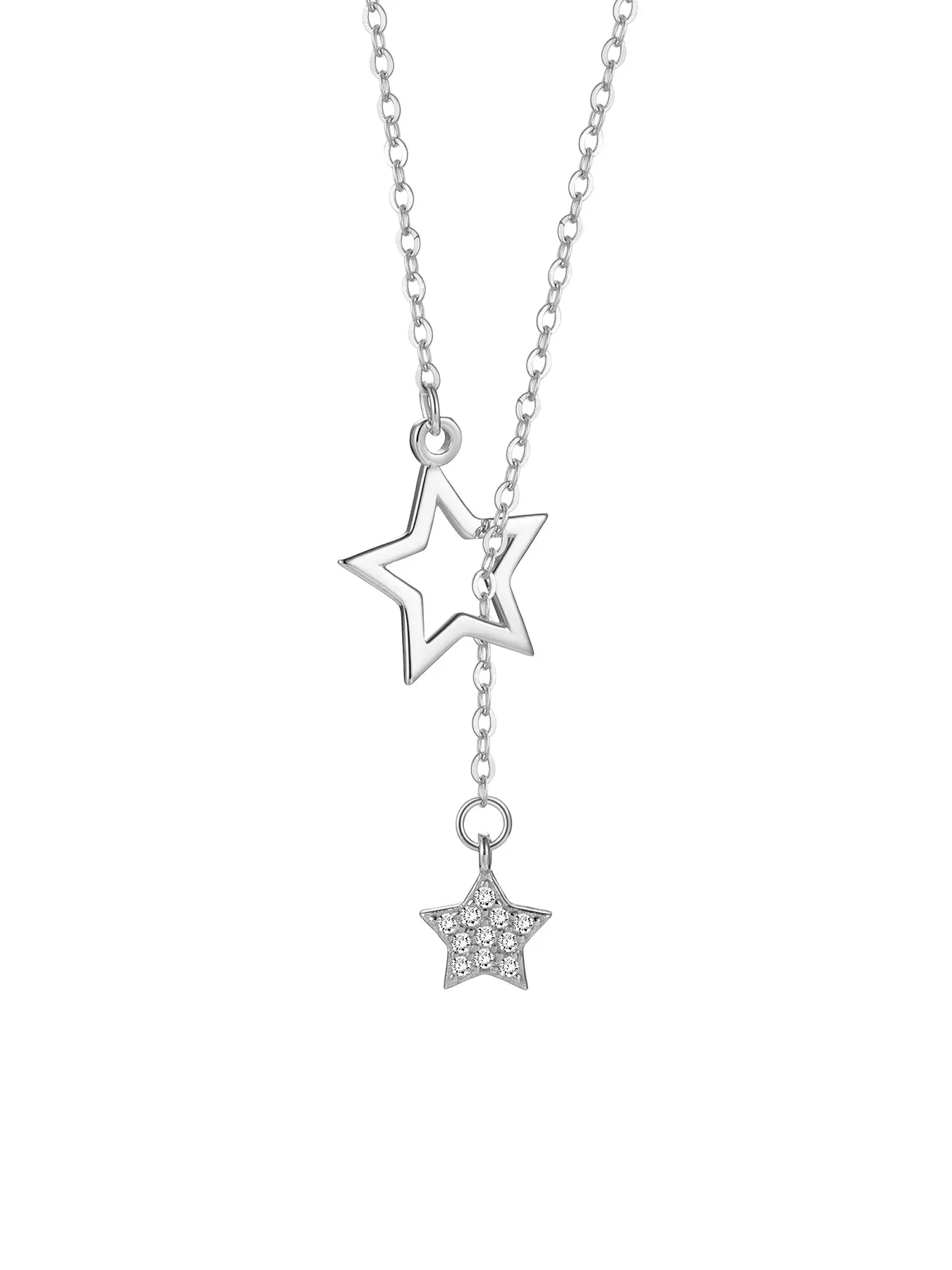 Women's 925 Sterling Silver Star Pendant Necklace, Zircon Pendant Necklace, Decorative Necklace, Cute Shiny Charm Jewelry for Women, Perfect Gift for Wedding Party Birthday, Whimsical Necklace