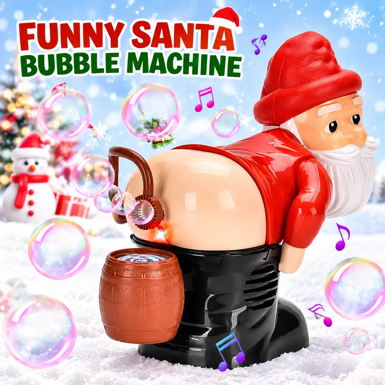 Funny Santa Bubble Machine, Automatic Bubble Blower with Music, Christmas Bubble Maker Toy for Kids, Holiday Party Decoration