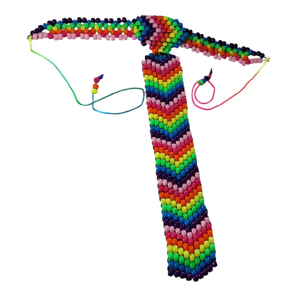 Kandi Rainbow Pride Tie with Pony Beads, Adjustable Choker that can tie in the back of the neck  Handmade-to-Order