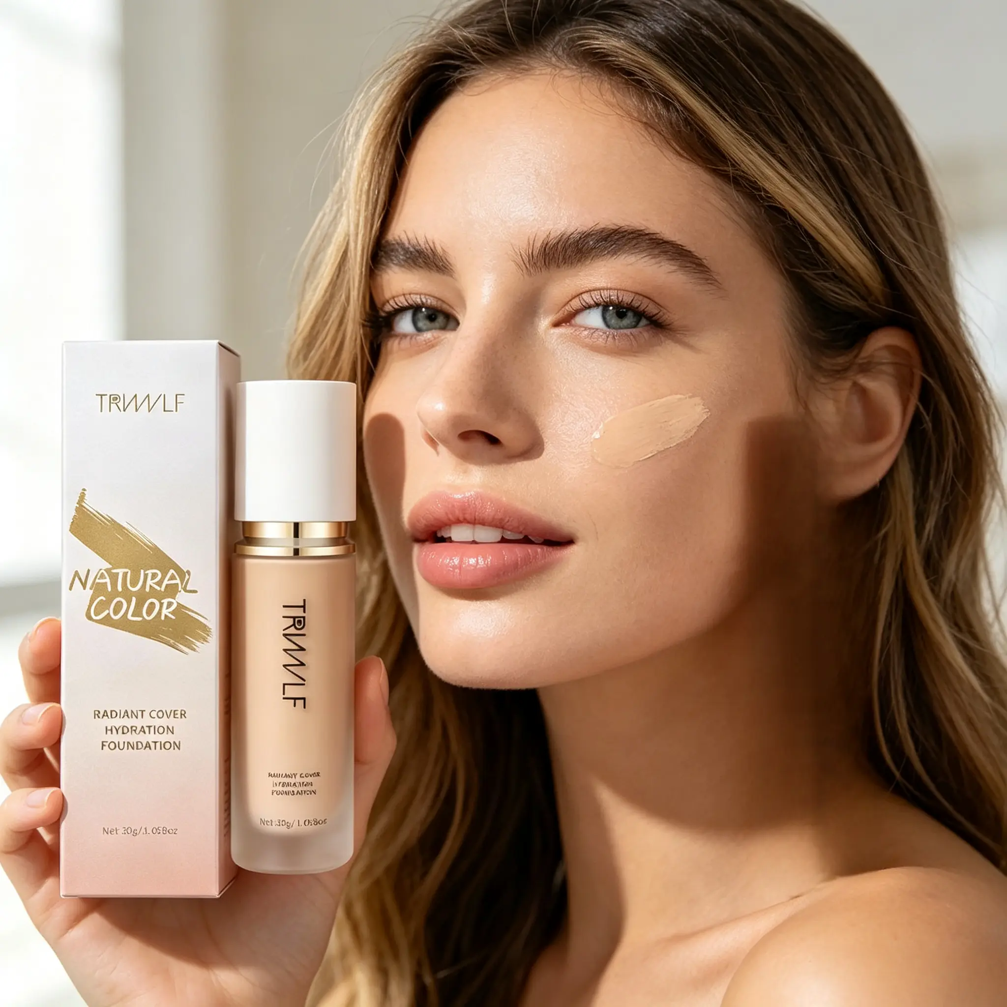 TRVWLF Foundation All in 1-Light Spectrum,Liquid Foundation for Flawless,Natural Looking Finish Makeup Clear Lightweight Matte Hyaluronic