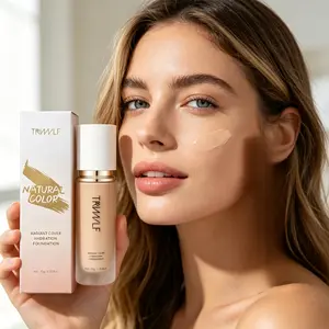 TRVWLF Foundation All in 1-Light Spectrum,Liquid Foundation for Flawless,Natural Looking Finish Makeup Clear Lightweight