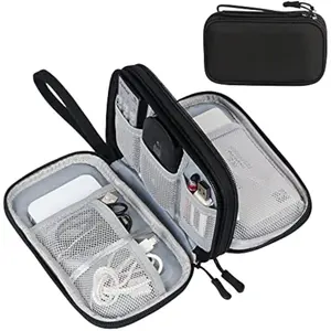 FYY Travel Cable Organizer Pouch Electronic Accessories Carry Case Portable Waterproof Double Layers All-in-One Storage Bag for Cord, Charger, Phone, Earphone Black - New