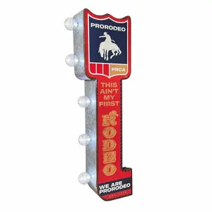 Vintage-Inspired ProRodeo PRCA Double-Sided LED Marquee Sign, Cowboy Themed "This Ain’t My First Rodeo" Iron Wall Decor with Mountable Frame, Ideal Home Decor Gift for Rodeo Enthusiasts