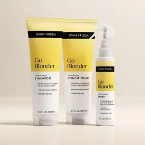 John Frieda Haircare Go Blonder Bundle, Shampoo, Conditioner, & Lightening Spray for Blondes, Brighter & Lighter Up to 2 Shades Moisturize Gradual