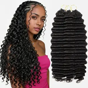 Crochet Human Hair For Mircale Knots Deep Wave Feather Human Hair Extensions For BOHO Braiding 50g/Bundle 4-5Bundles Recommend #SummerVibes