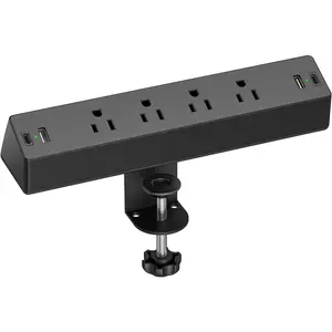 Desk Clamp Power Strip, 1875W Surge Protectors with 2 USB A, 2 USB C Ports, 4 AC Outlets, Desk Mount Charging Power Station, Fit 1.7 inch Tabletop Edge Thick, Desk Outlets for Home Office.