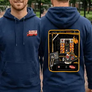 Firefighter Job Szn Fire Engine Hoodie, 2 Sides, firehouse night scene art, oversized hoodie for men, tactical streetwear style, first responder gift