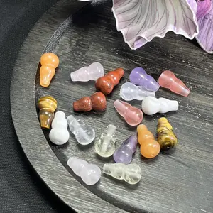 8×15 mm Natural Stone Small Gourd Carving Charms, Multi-Color DIY Jewelry Making Components for Bracelets, Necklaces, Handmade Enthusiasts' Bead Strand Accessories