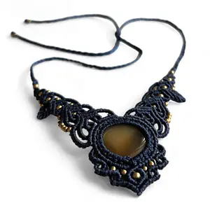 Carnelian Handmade Macrame Necklace for Women | Adjustable Healing Crystal Pendant | Handcrafted Bohemian Macramé Jewelry with Ethically Sourced Gemstones | Women's Traditional Ethnic Jewelry