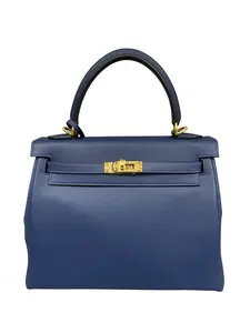 Pre-owned HERMÈS Swift Leather Shoulder Bags Hermes Kelly 25 Bleu Sapphire Swift GHW H26050422