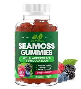 Sea Moss 3000mg Gummies with Bladderwrack and Burdock Root - Natural Irish Sea Moss for Immune, Thyroid and Detox Support - Extra Strength, Great Tasting - Gluten-Free, Vegan - 60 Gummies