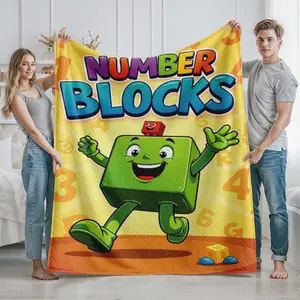 Number Blocks Cartoon Character Blanket Soft Cozy Throw for Home Bedroom Living Room Use Perfect Educational Gift for Toddlers Kids Learning Numbers Theme Suitable for Christmas Birthday Holiday Presents