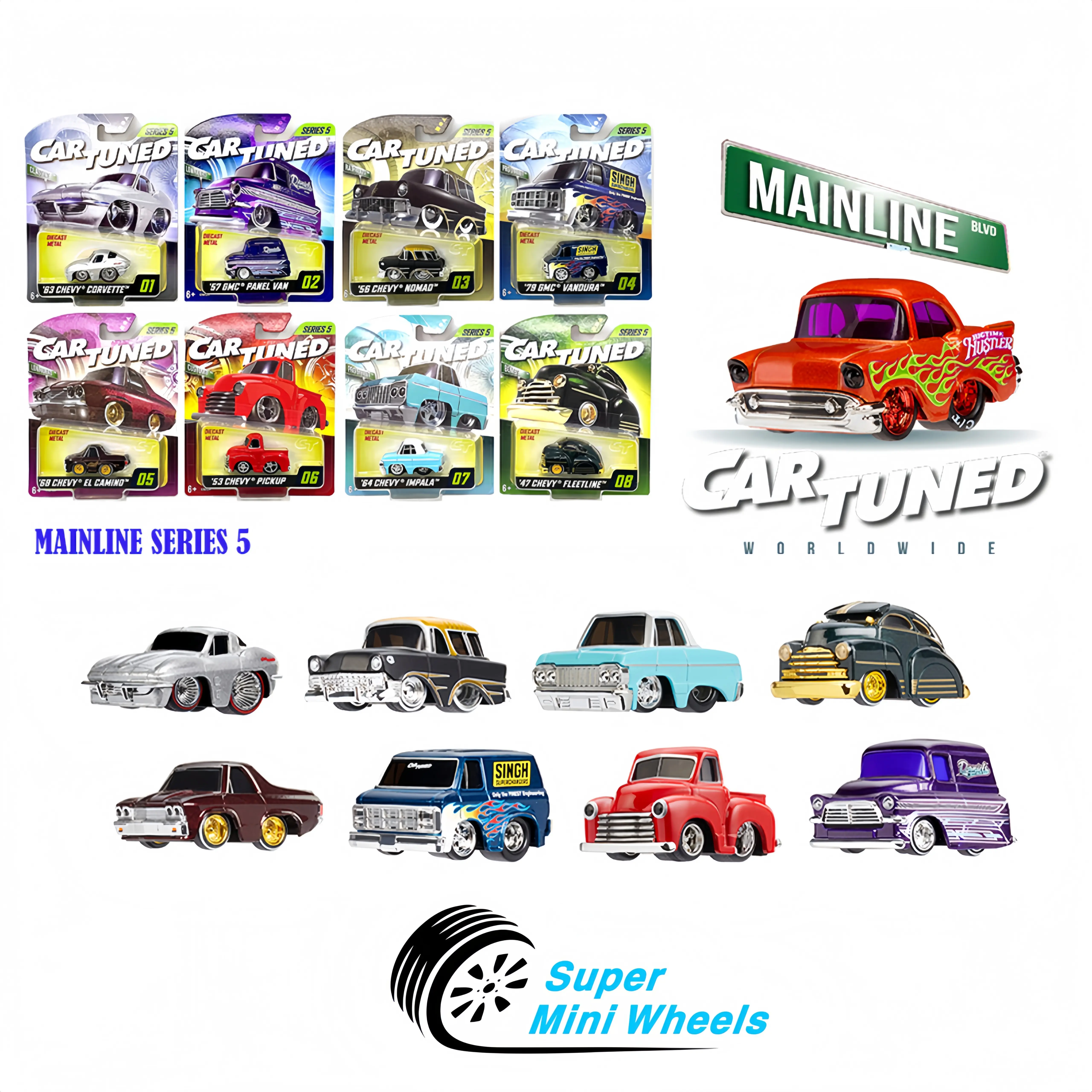 CarTuned 1:64 Mainline Series 5 Set of 8 Cars 592631-XX4 - Factory Packag