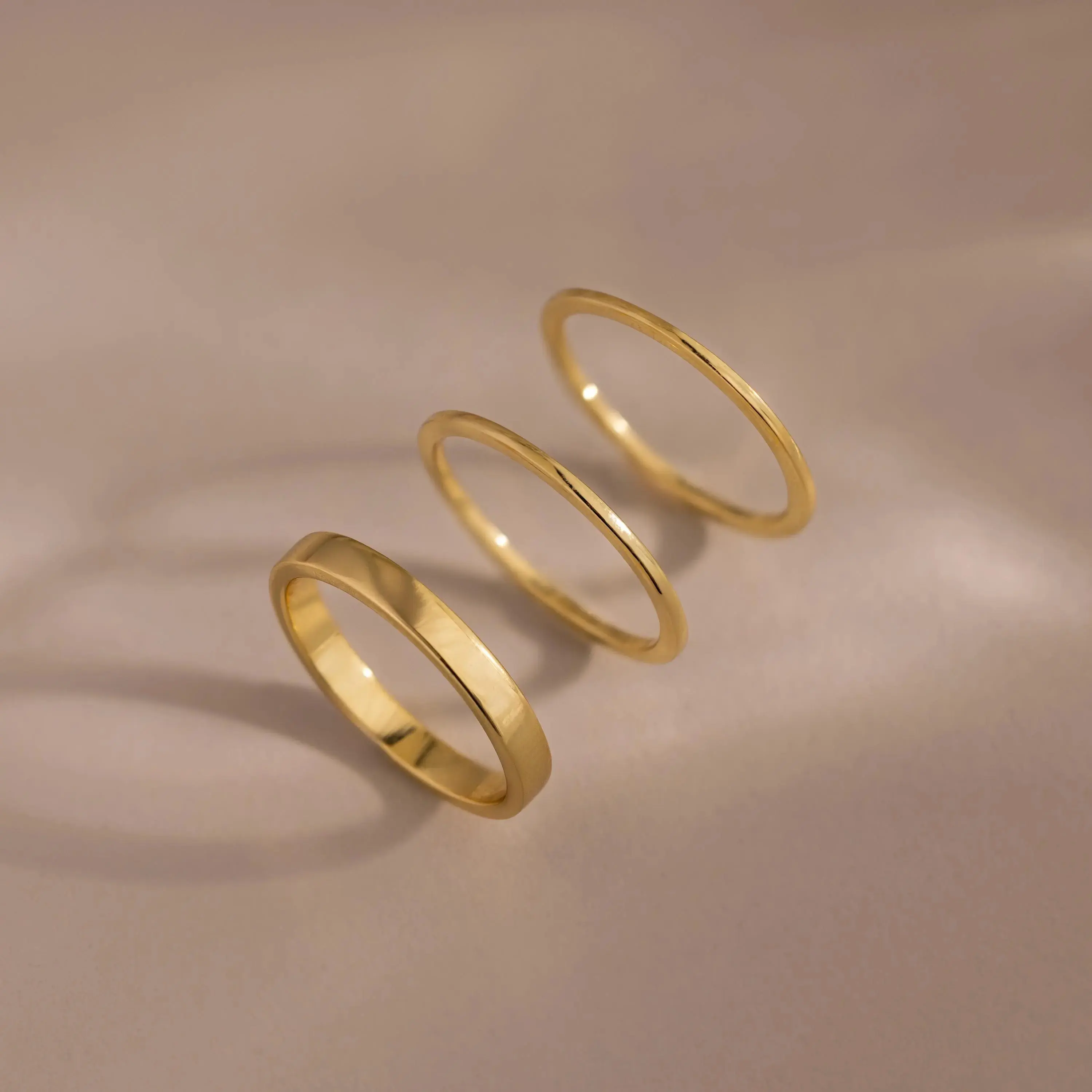 Simple Ring Set by Caitlyn Minimalist - Set of 3 Dainty 18K Gold Plated Stacking Rings - Minimalist Ring Set - Everyday Jewelry - Mom Gift