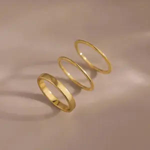 Simple Ring Set by Caitlyn Minimalist - Set of 3 Dainty 18K Gold Plated Stacking Rings - Minimalist Ring Set - Everyday Jewelry - Mom Gift