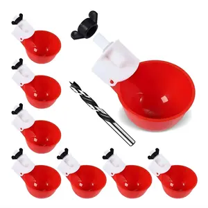8PCS Chicken Waterer Cups, 3rd Generation DIY Large Automatic Chicken Water Feeder Cup, Tee Fittings Poultry Waterer, Suitable for Chicks, Turkeys, Ducks, Goose, Small Pets with Mounting Hole Opener