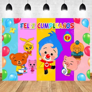 Boys Room Decor Plim Cartoon Child 1st Birthday Party Background Baby Shower Photography Pig Photo Rainbow Background Decorative Props Banner