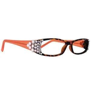 All Favorite, (Bling) Reading Glasses for Women W (Clear) (Brown, Orange) Frame +4 +4.5 +5 +6 NY Fifth Avenue