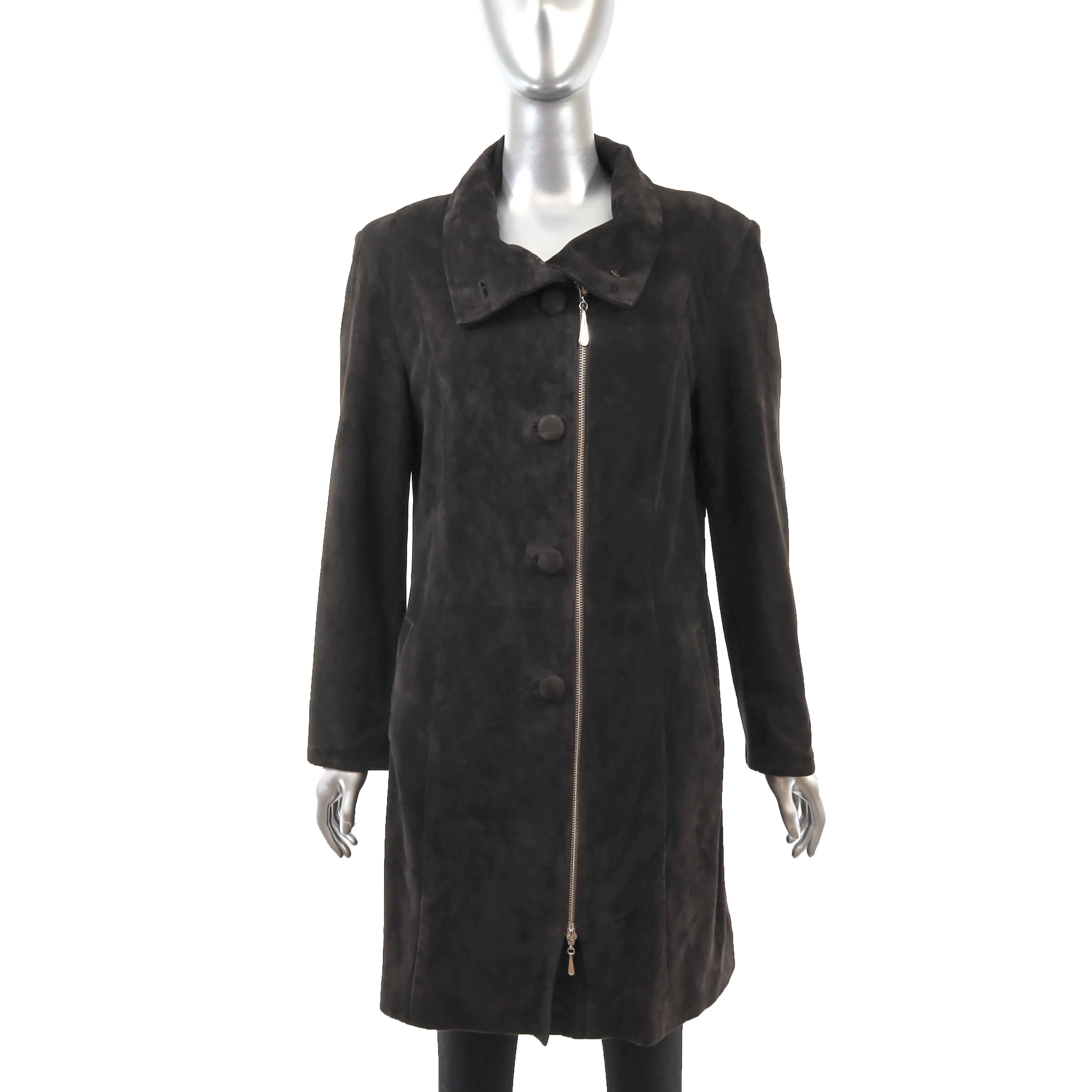 Dark Brown Suede Coat- Size S