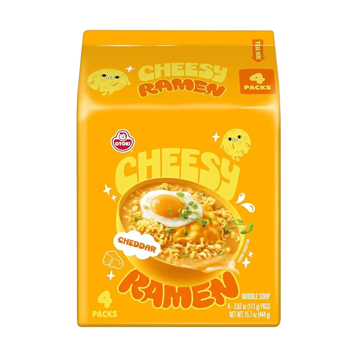 OTTOGI Korean Cheddar Cheese Ramen 4 Pack 111g - Instant Noodles for Quick Meals