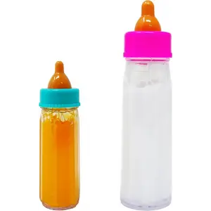4E’s Novelty 2 Pack Baby Doll Bottles with Disappearing Milk & Juice, Baby Doll Accessories for Toddlers