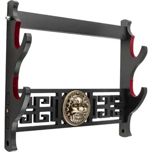 Sword Wall 2-Tier Velvet Padded Hook Katana Holder Display Hanger for Sword,Rapier Lightsaber,Cosplay Blade Tanjirou Demon Slayer Weapon Stand