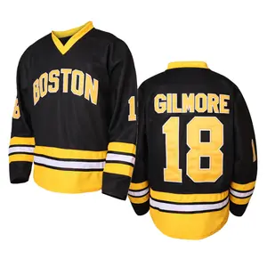 Happy Gilmore Golf Jersey #18 Adam Sandler 1996 Movie Hockey Jersey Stitched Christmas Eve Gifts Holiday 100% Polyester Breathable Quick-Dry Long Sleeve Ice Hockey Jersey S-XXL
