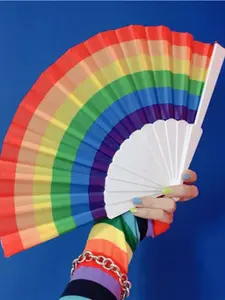 Large Rainbow Folding Hand Fan, Pride Month Colorful Hand Fan, Party Performance Prop, Home Wall Decor, Summer Gift, Birthday, Valentine's Day