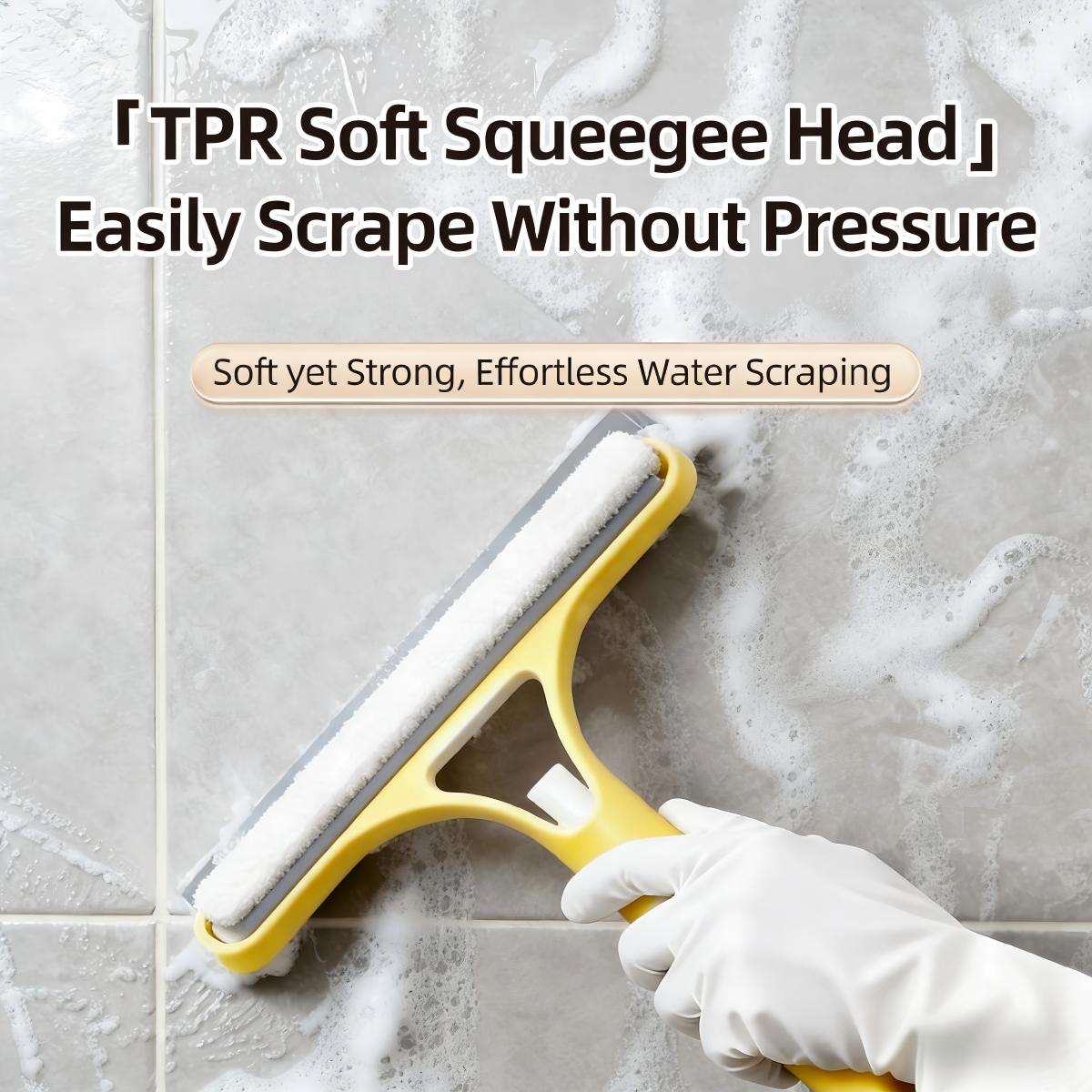 3 in 1 Spray Glass Cleaner Squeegee, Window and Mirror Scrubber with Built-in Spray for Home and Auto, Streak Free & Lint Free, White & Yellow