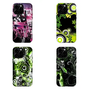 Y2K Cyber Punk Phone Case|Cyber Star & Swirl Design|Neon Green & Black Swirl Print Shockproof Case For iPhone 17 Pro Max 16 15 14 13 12 11 for Samsung S21 S22 S23 S24 S25 S26 Phone Case|Tough Phone Case|gift for him for her|Best Gift