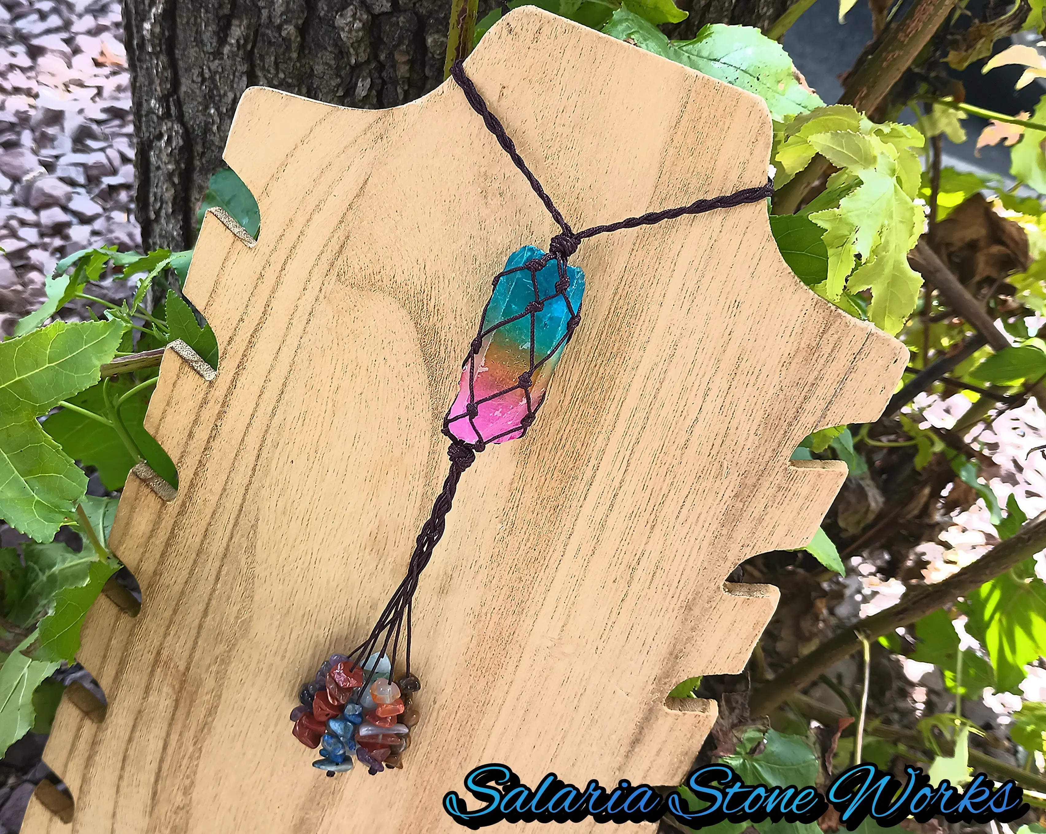 Macrame Aura Quartz Hanging Charm