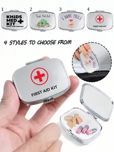 Portable Pill Box with Letter Pattern, Mini Metal Storage Case, Creative Gift for Travel, Outdoor Activities, Bags, Pockets, Aid, Healthcare