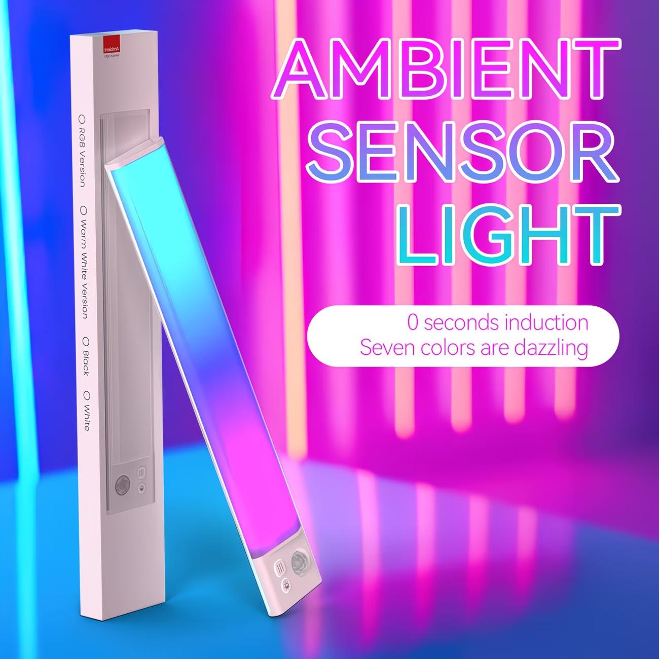 RGB Dynamic Sensing Night Light Strip — Smart Cabinet Light, 1500mAh Rechargeable Design, Magnetic No-Drill Installation, Perfect for Kitchens, Wardrobes, Staircases, Bathrooms, and Stylish Vacation Home Decor.