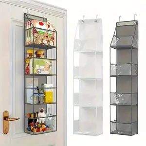 1pc Over The Door 4-shelf Shoe Storage Hanging Bag With 2 Hooks, Wall Mounted Storage Bag With Pockets, Household Storage And Organization For Bedroom, Bathroom, Home, Dorm