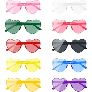 Heart Sunglasses for Women and Men Rimless Heart Shaped Sunglasses Bachelorette Bride Party Accessories