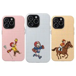 Playful Curious George Sports Football Lacrosse Horse Riding Themed Phone Case Premium Matte Texture, Protection, Shockproof, Anti-Drop, Anti-Fingerprint For IPhone 17-12, Pro Max, Pro Plus, and Samsung S25-22 Protection Safety