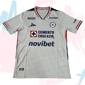 25 26 Mexico Ligamx League Cruz Azul Away Gray Short Sleeve Soccer Jersey Fans Version