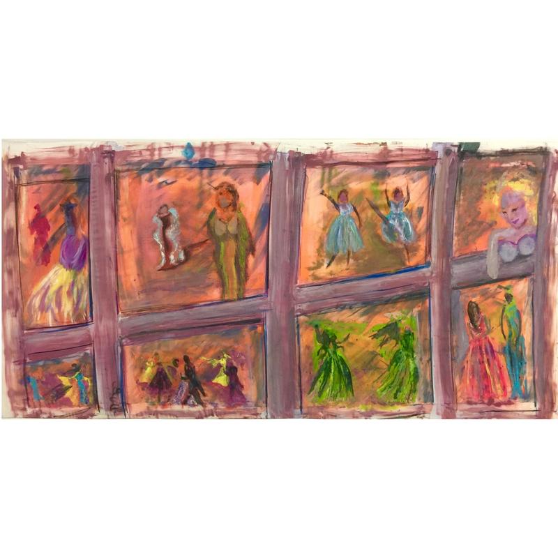 Hollywood Nights, Wall Art Contemporary Silk Painting