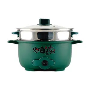 VEGAS HOT POT Mini Electric Hot Pot 24cm Multi-Function Steamer with Stainless Steel Steamer Basket