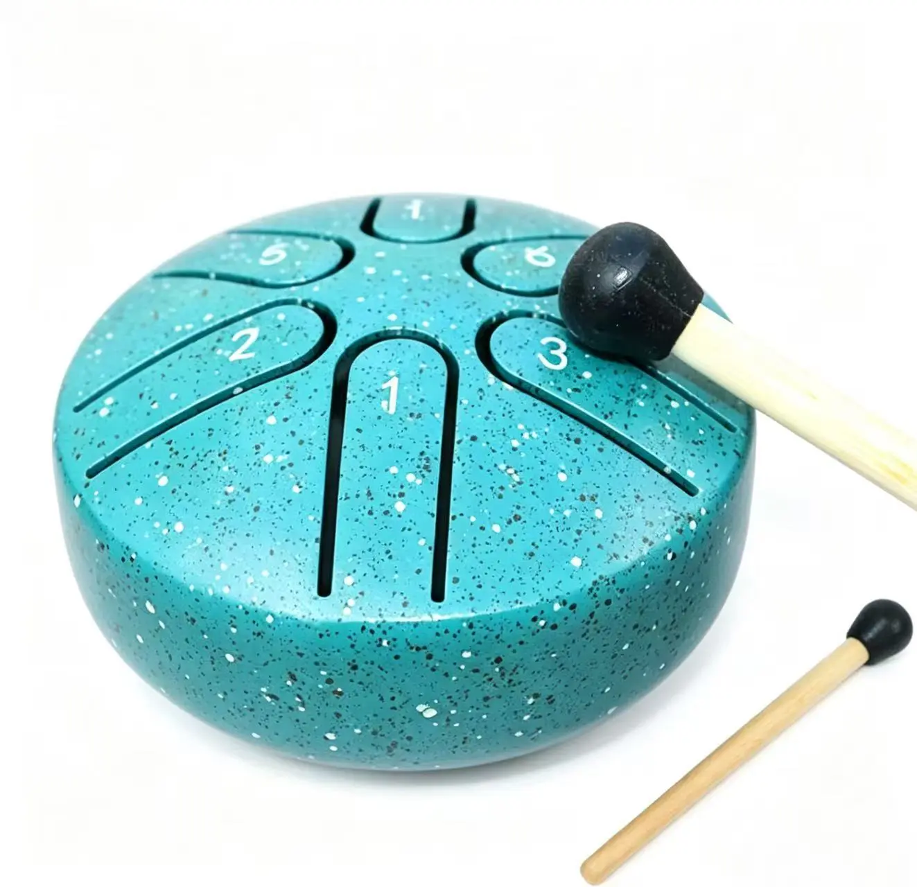 Rain Drum for Outside, 3 Inch 6 Notes Steel Tongue Drum,Mini Soothing Sound Drum with Mallet for Outdoor Yoga Meditation Camping, Green